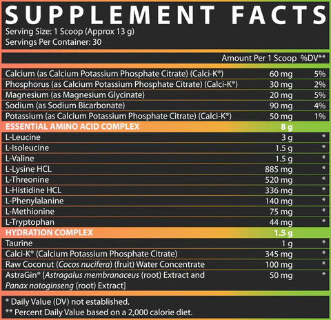 Thành Phần Nutrex EAA Hydration