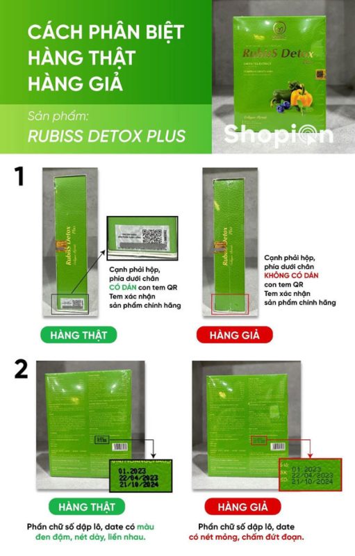 Cách phân biệt hàng thật giả Rubiss Detox Plus
