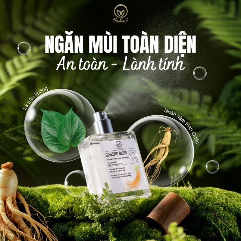 Xịt khử mùi cơ thể Rubiss Ginseng Bliss - Thơm lâu, khử mùi, dưỡng da sáng mịn