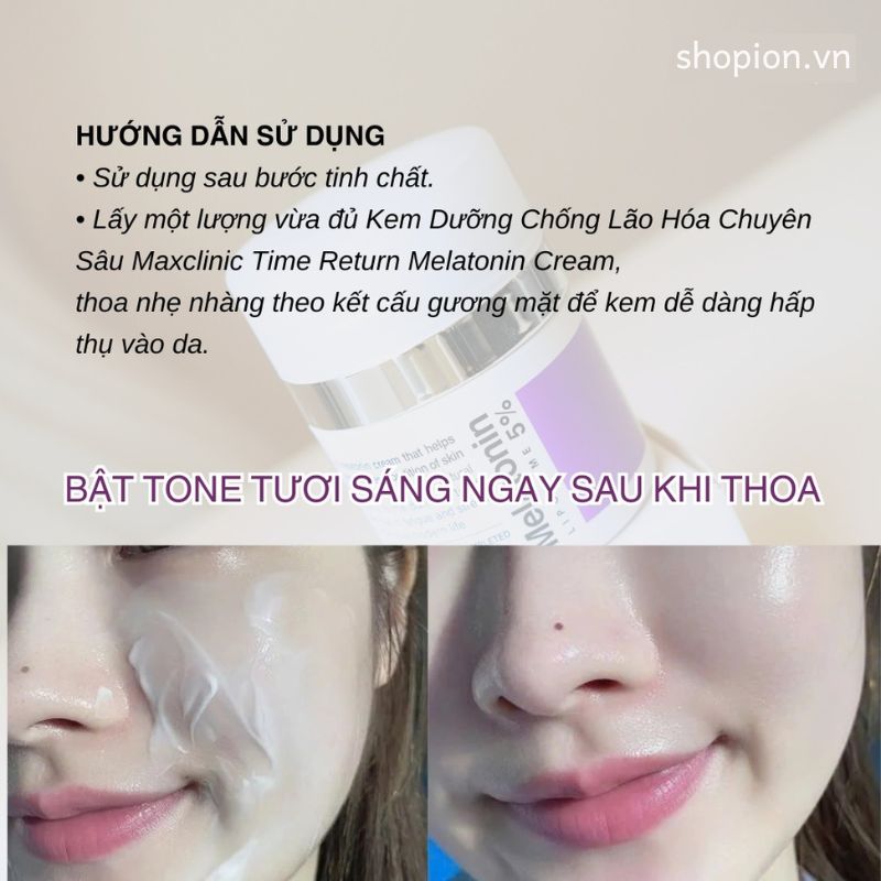 huong dan su dung kem duong mo nam maxclinic melatonin